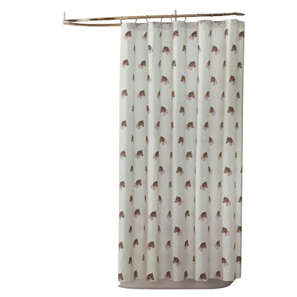 Kate Spade New York White Leopard Head Toss Shower Curtain with Pink Bows 72x72 - Picture 4 of 4
